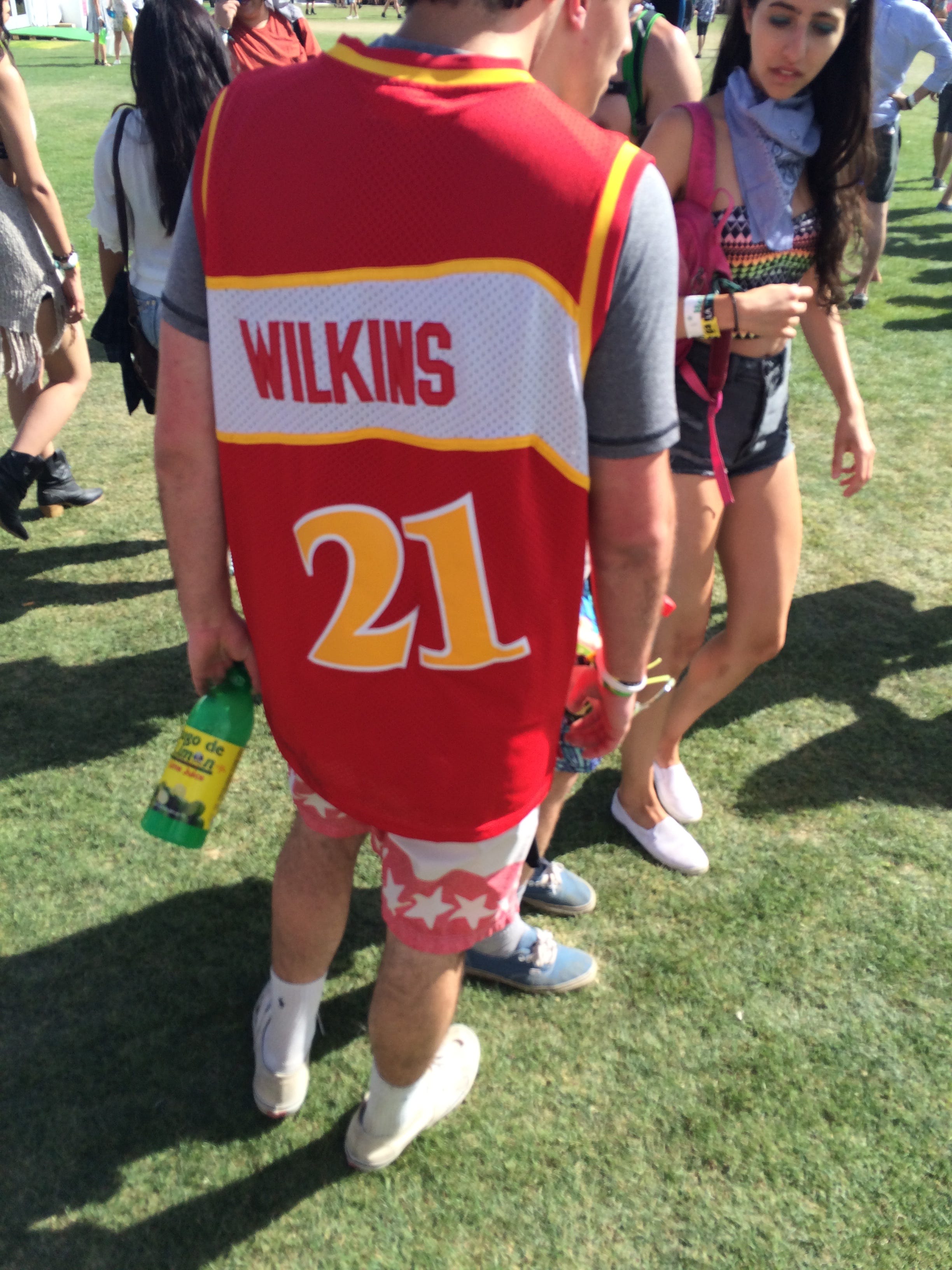 Guys wearing NBA jerseys to Coachella 